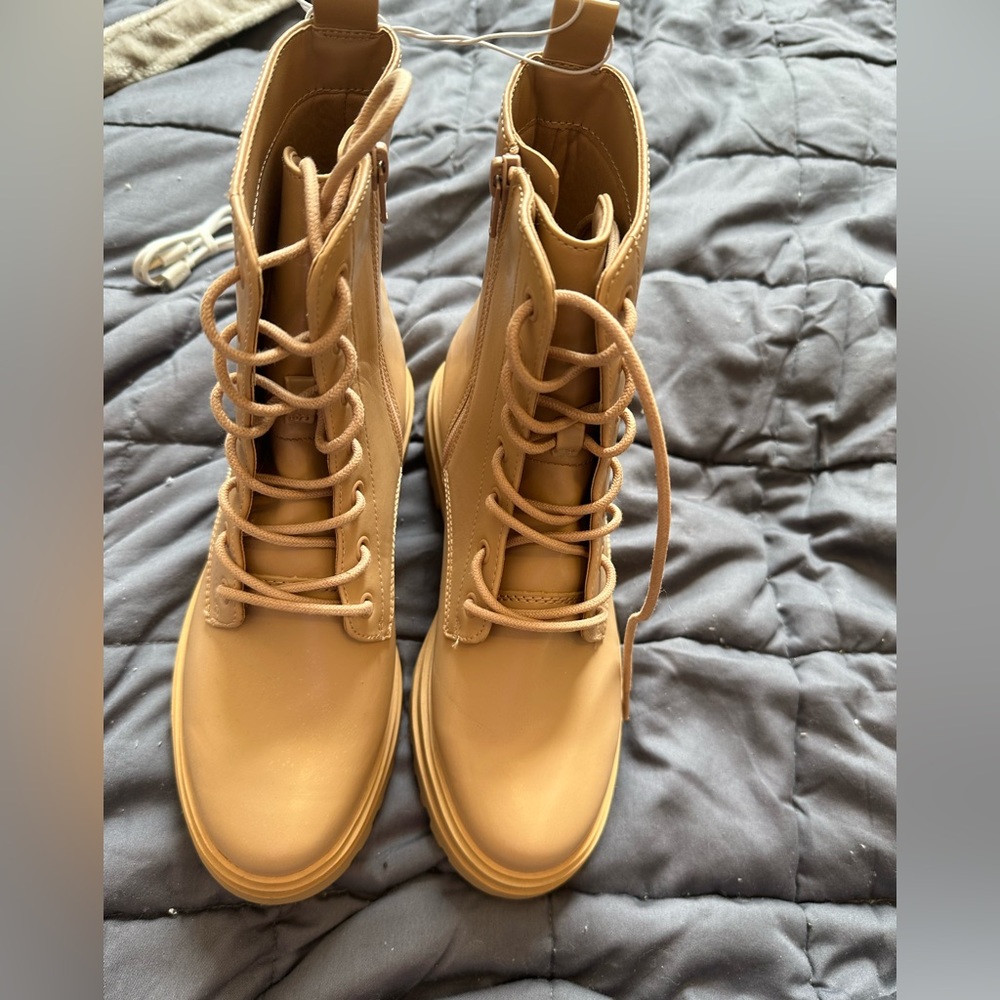 Tan combat boots